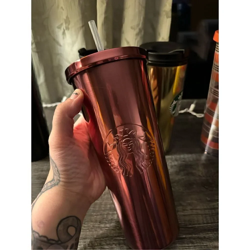 STARBUCKS rare rose gold stainless steel 24oz tumbler